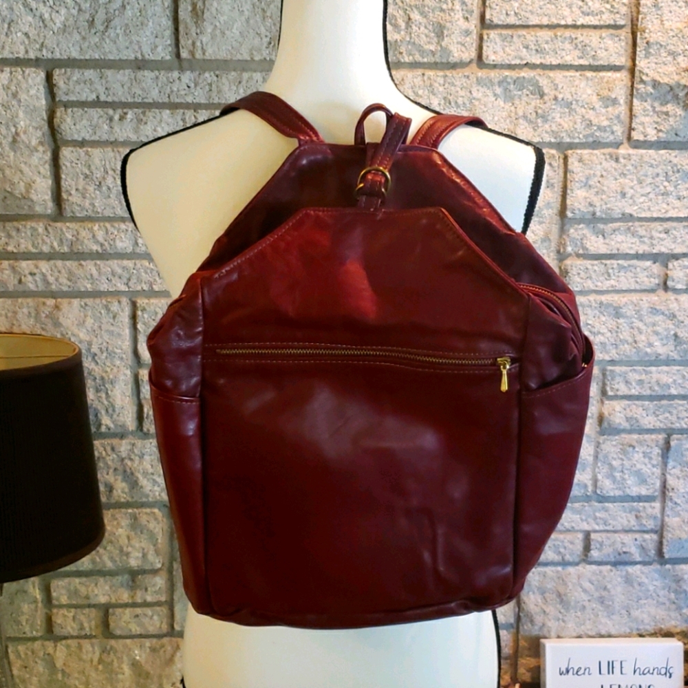 Victoria Leather Burgundy Backpack
